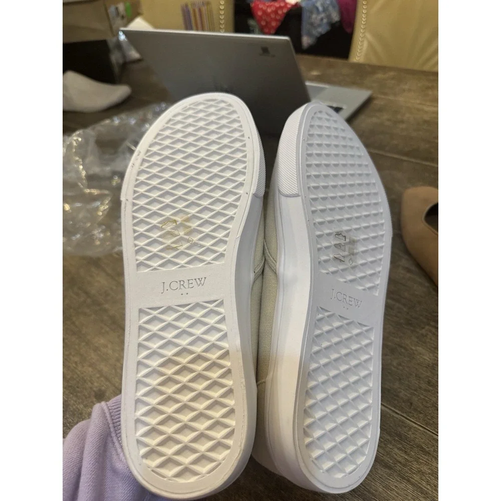 J Crew Slip On Shoes Mens Tan‎ Canvas White Sole Casual Skate Sneakers Size 11